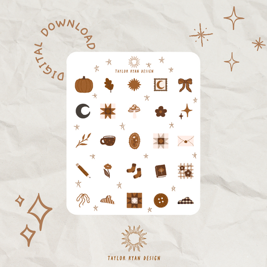 *PRINTABLE* Fall Icons Sticker Sheet