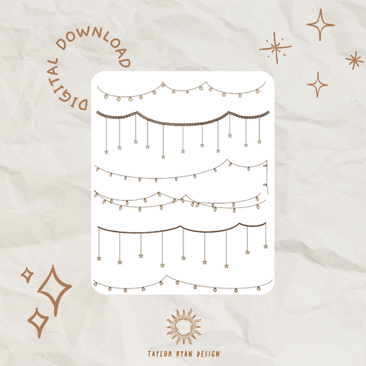 *PRINTABLE* String Lights in Brown Sticker Sheet