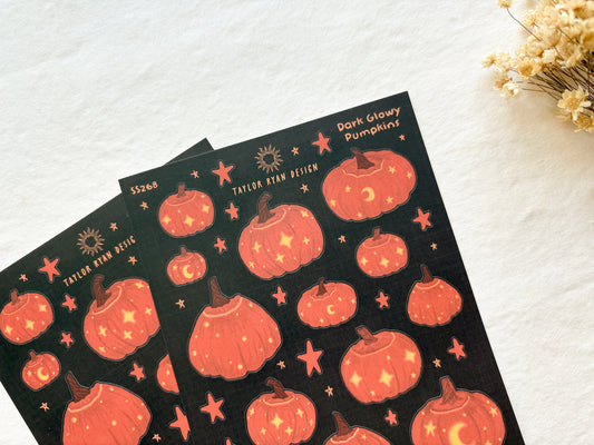 Dark Glowy Pumpkins Sticker Sheet