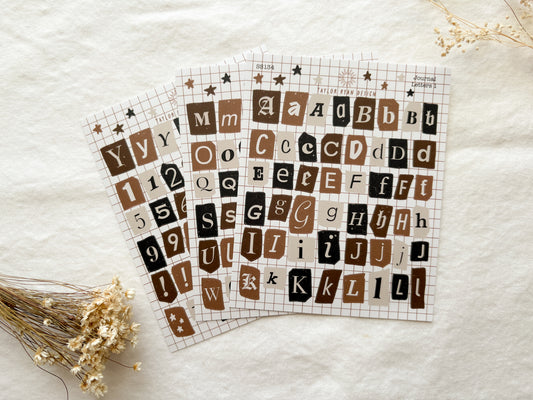Journal Letters Sticker Sheets