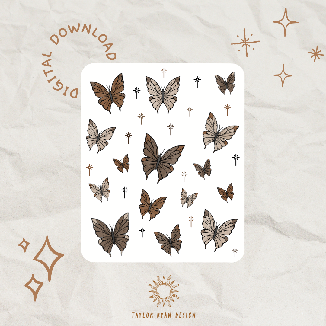 *PRINTABLE* Ethereal Butterflies Sticker Sheet