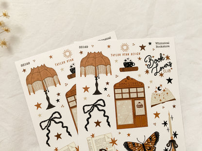 Whimsical Bookstore Sticker Sheet