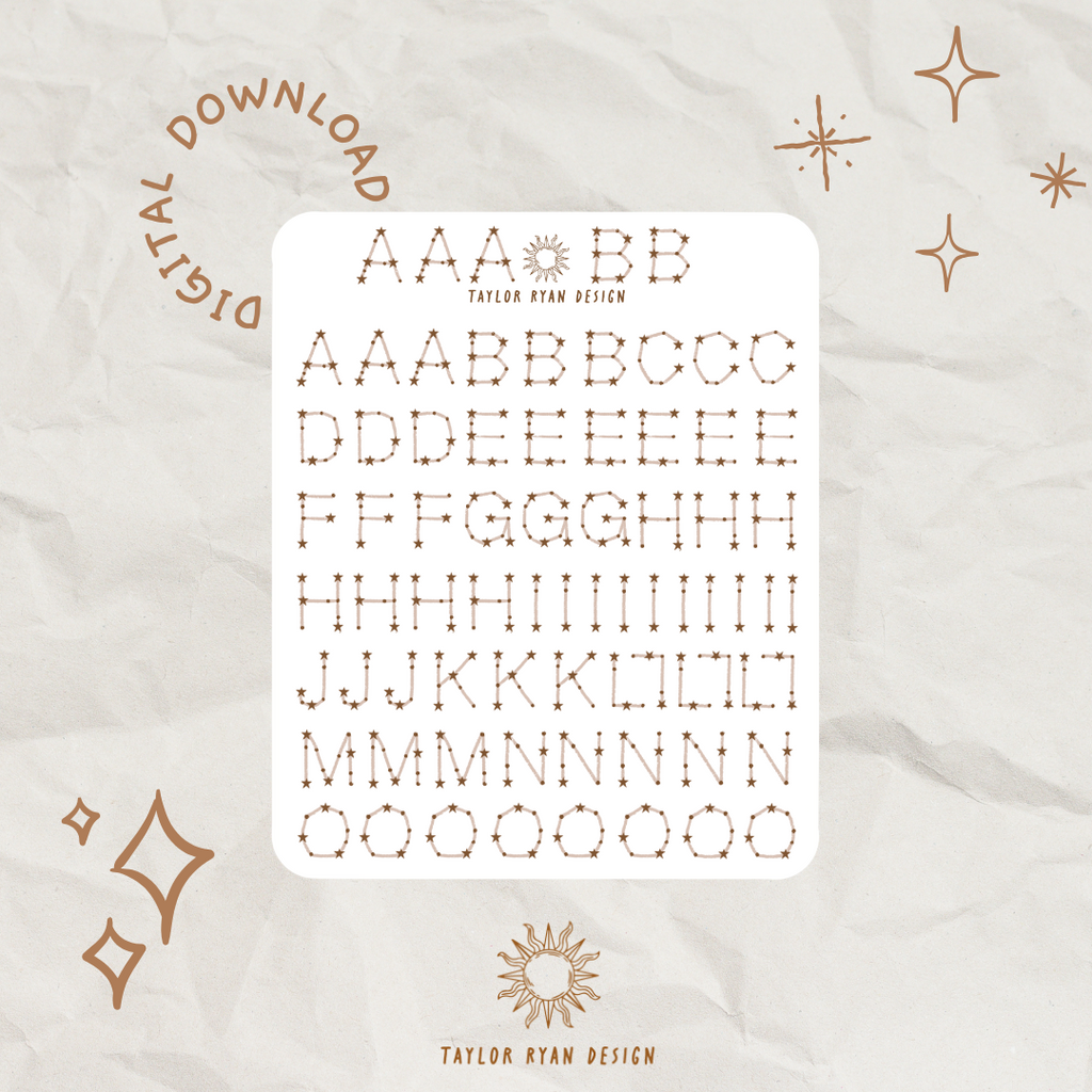 *PRINTABLE* Star Letters Sticker Sheet (NO CRICUT FILE)