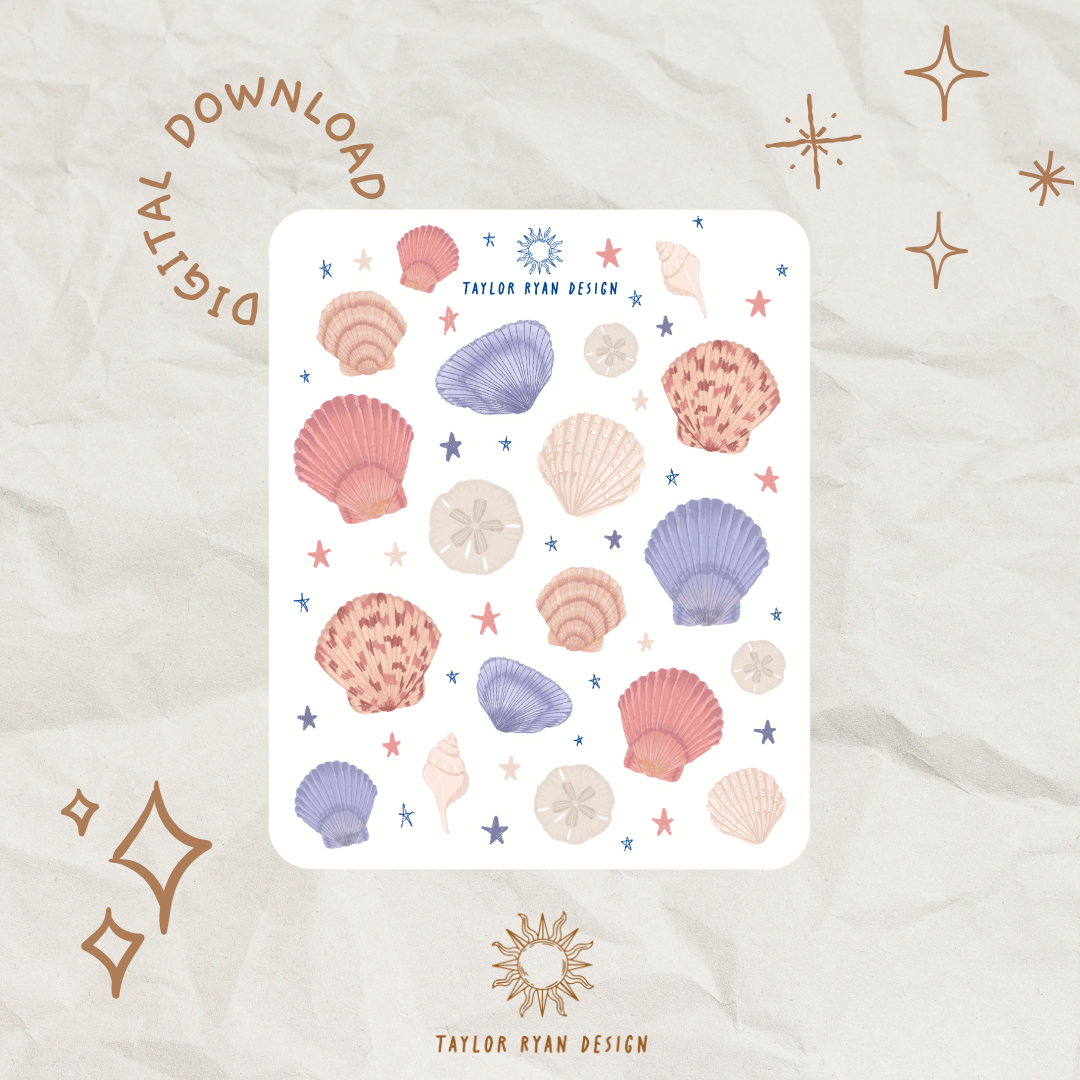 *PRINTABLE* Summer Shells Sticker Sheet