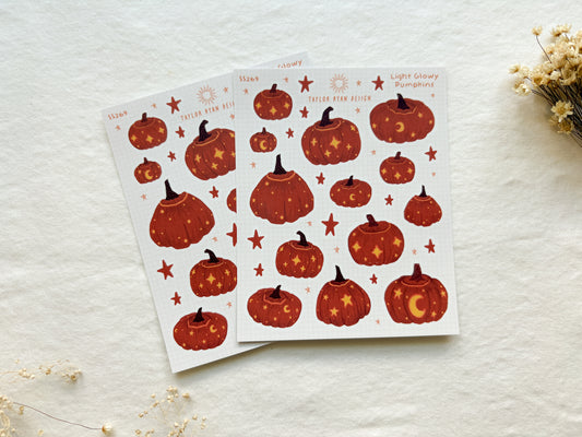 Light Glowy Pumpkins Sticker Sheet