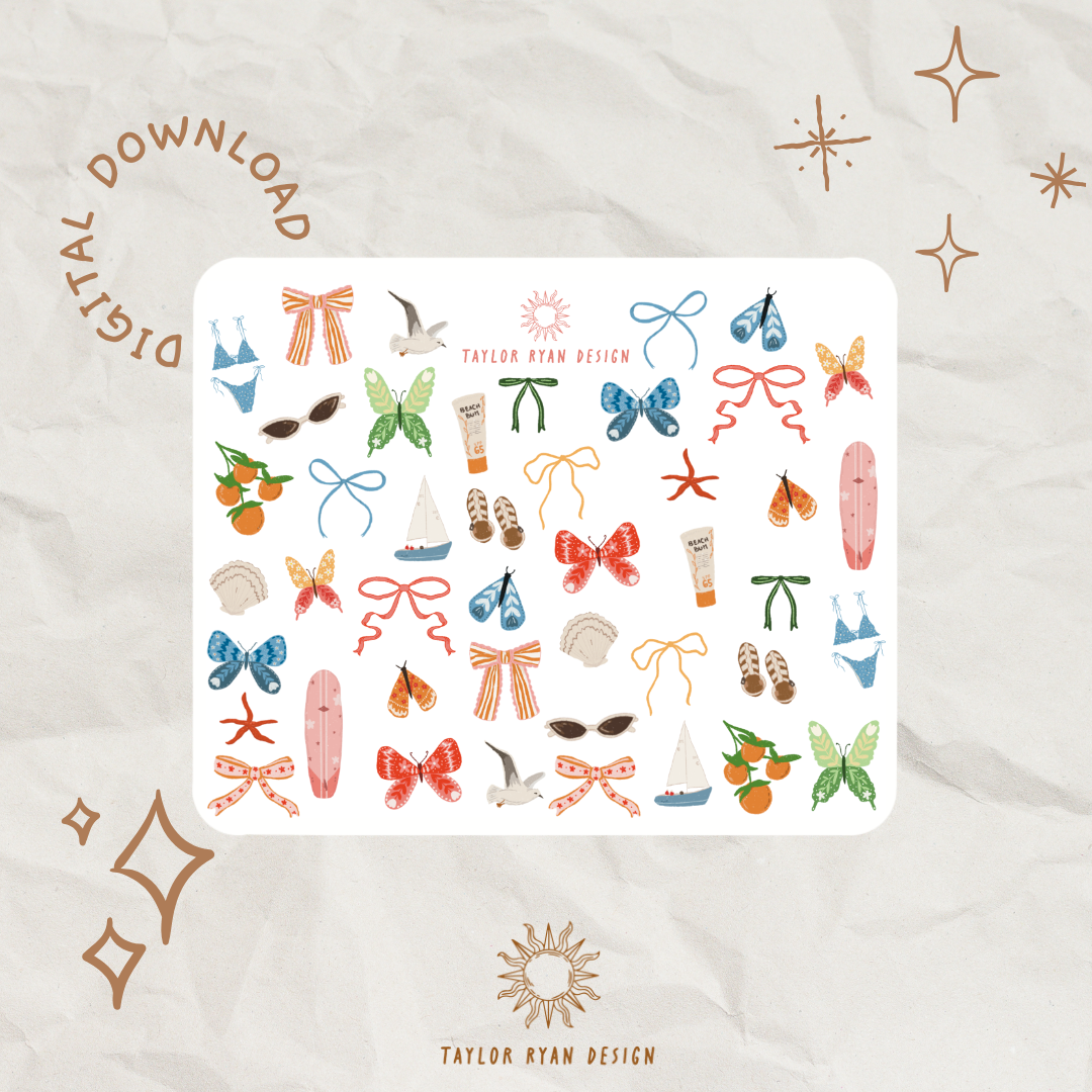 *PRINTABLE* Mini Summer Icons Sticker Sheet