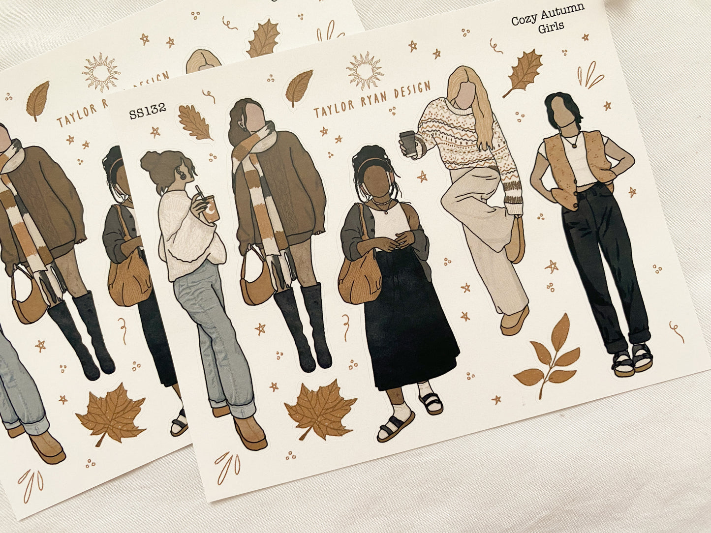 Cozy Autumn Girls Sticker Sheet