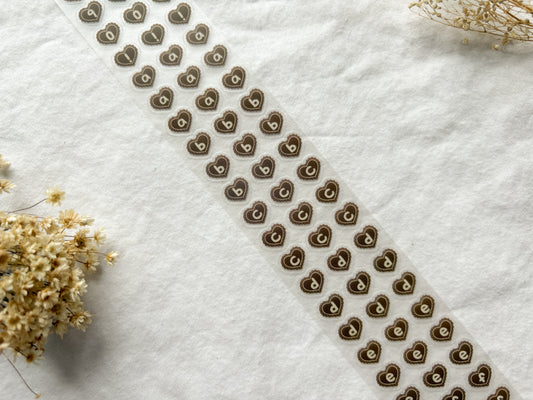 Brown Heart Letters & Numbers PET Tape (PRE-CUT)