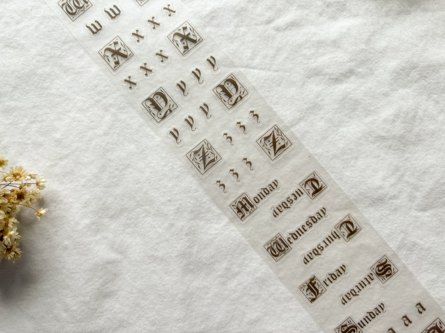 Brown Fairytale Letters PET Tape (PRE-CUT)