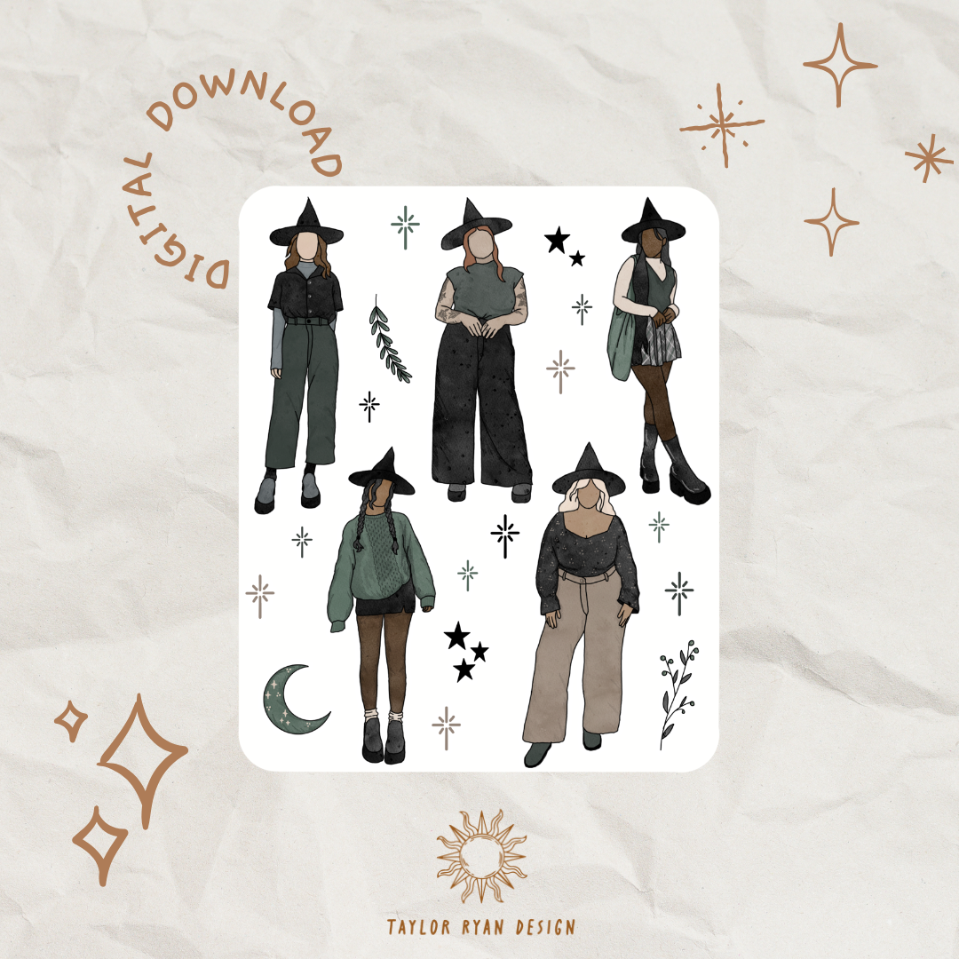 *PRINTABLE* Winter Witches Sticker Sheet