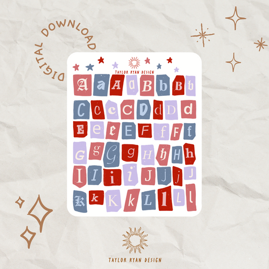 *PRINTABLE* Winter Letters Sticker Sheet (NO CRICUT FILE)