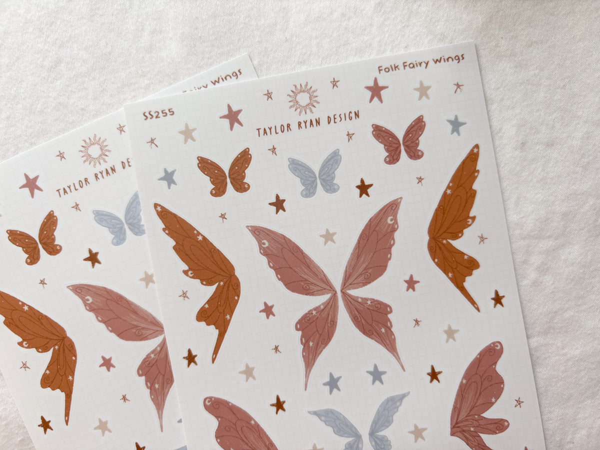Folk Fairy Wings Sticker Sheet