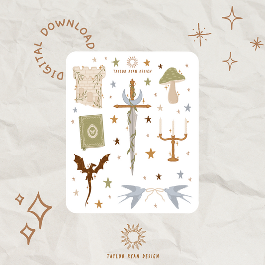 *PRINTABLE* Fantasy Reader Sticker Sheet