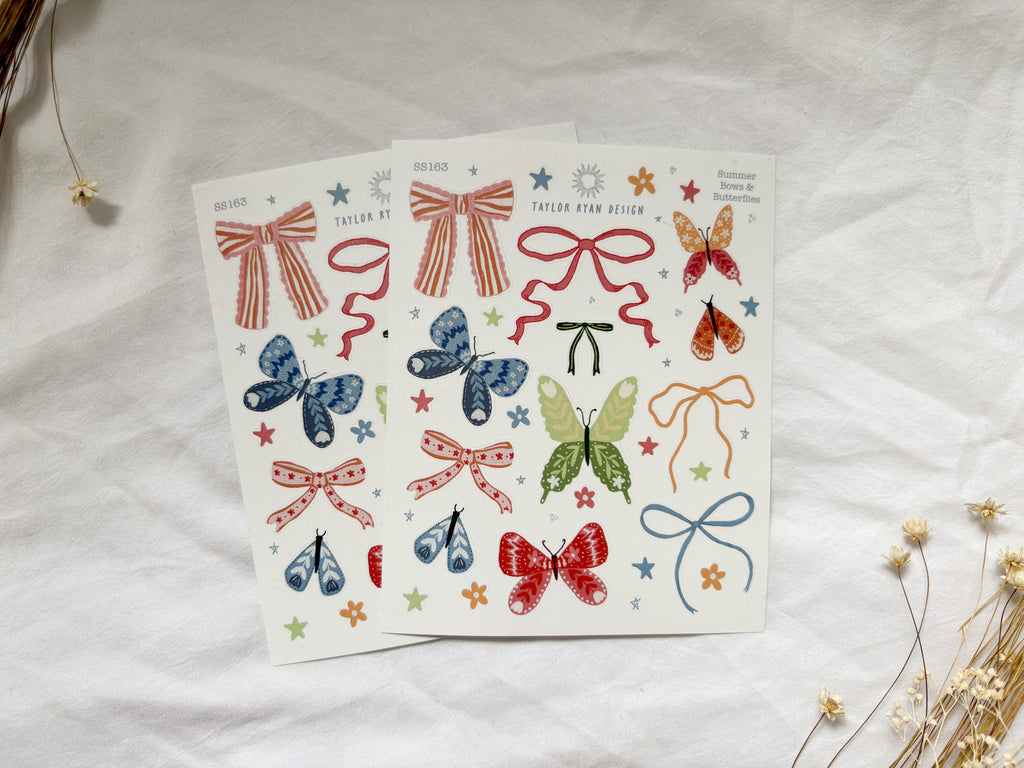 Summer Bows & Butterflies Sticker Sheet