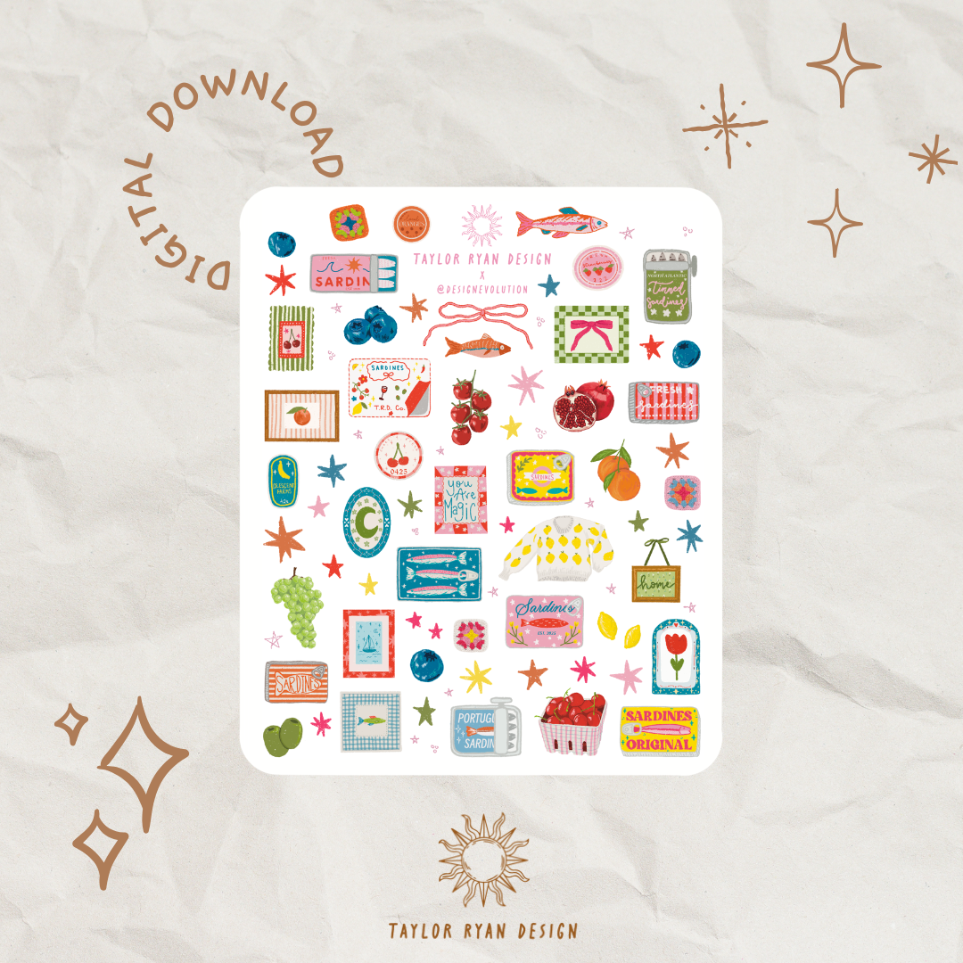 *PRINTABLE* Mini Sardine Girl Sticker Sheet