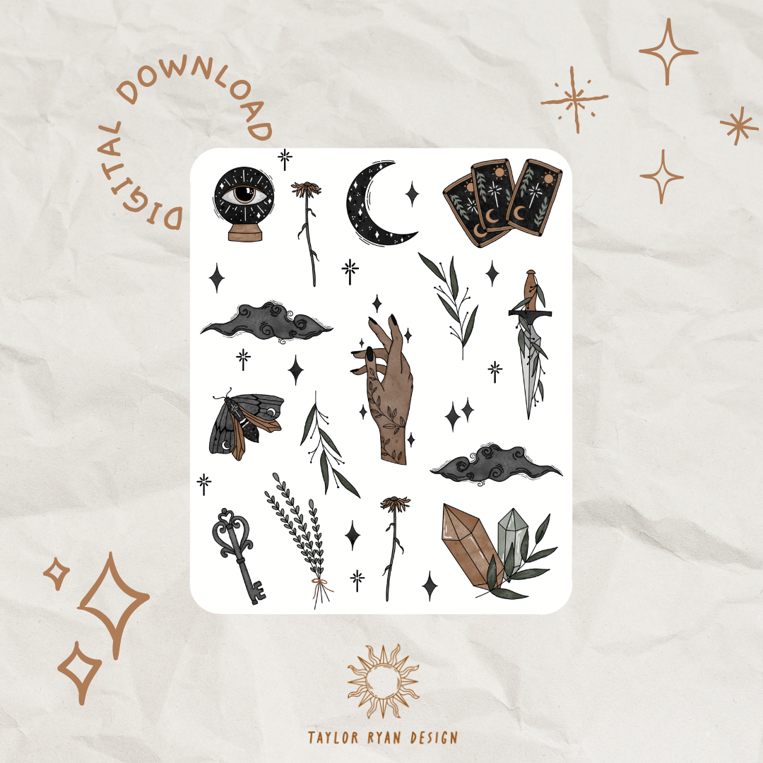 *PRINTABLE* Witchy Spring Sticker Sheet