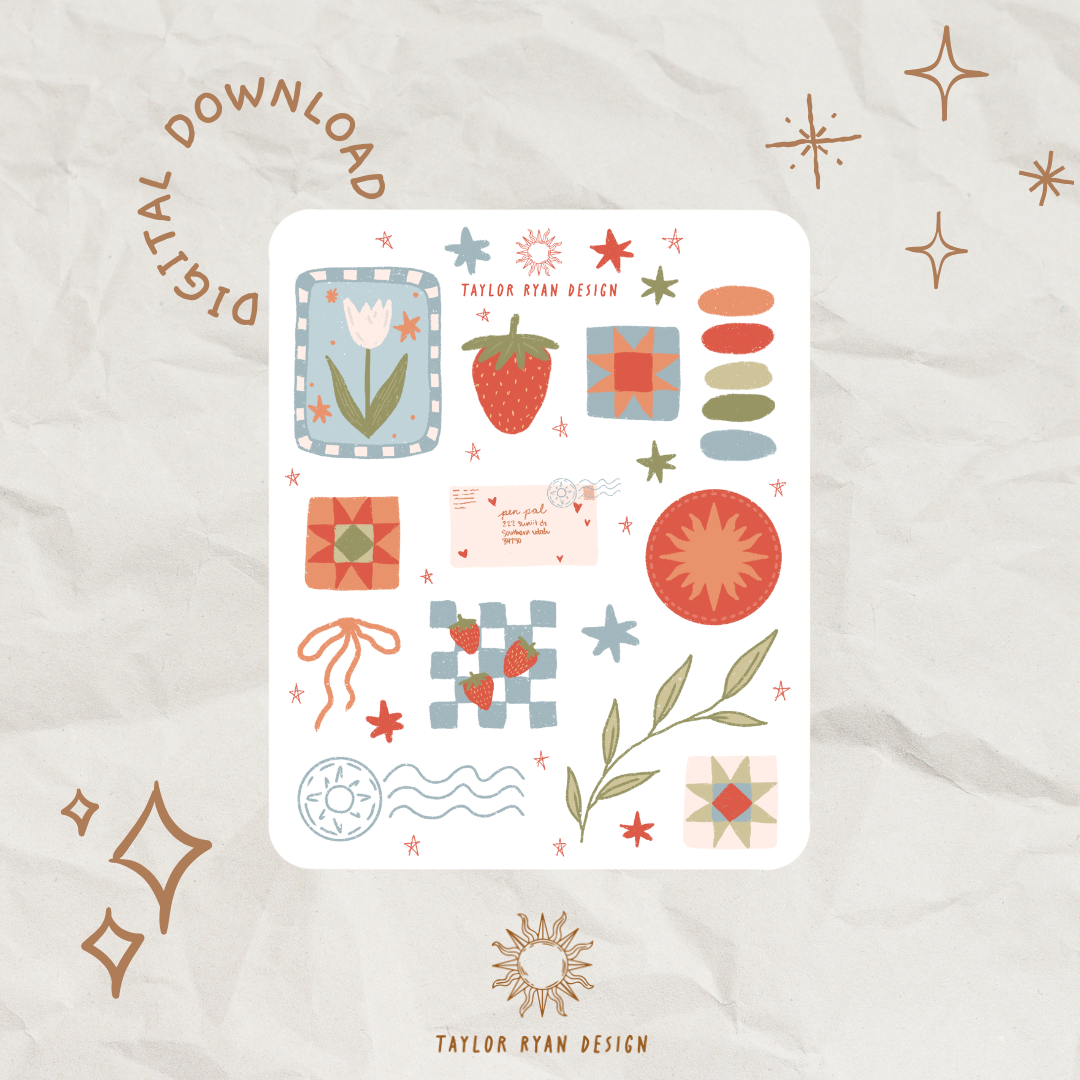 *PRINTABLE* Whimsical Pen Pal Sticker Sheet