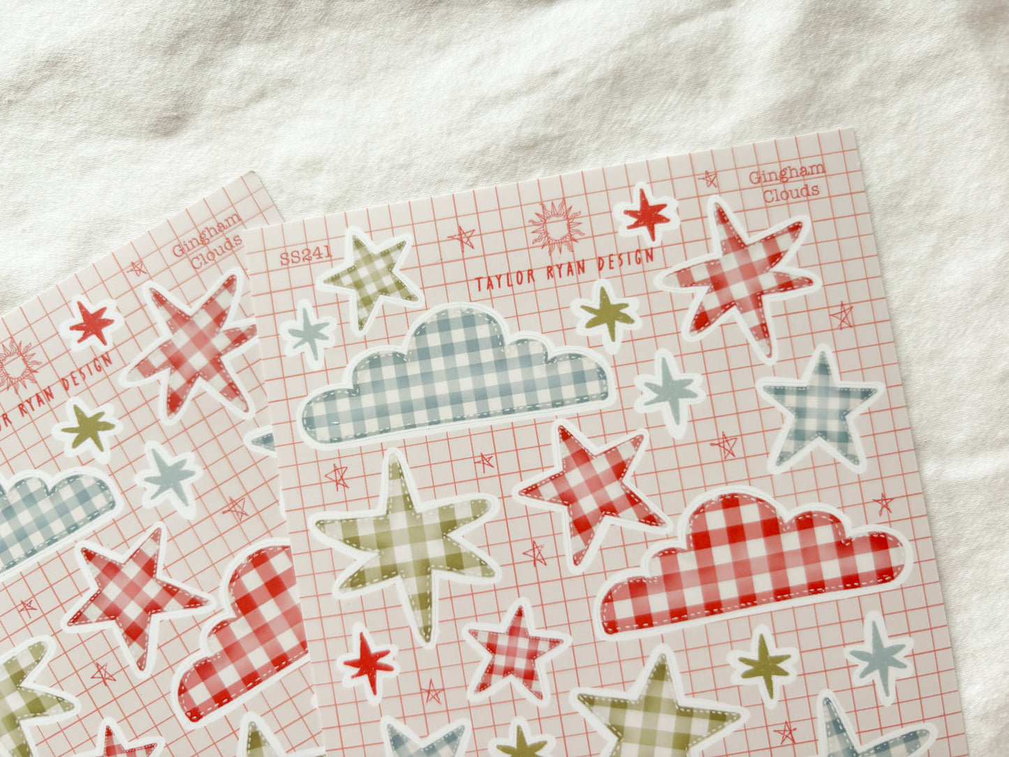 Gingham Clouds Sticker Sheet