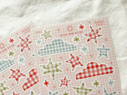 Gingham Clouds Sticker Sheet