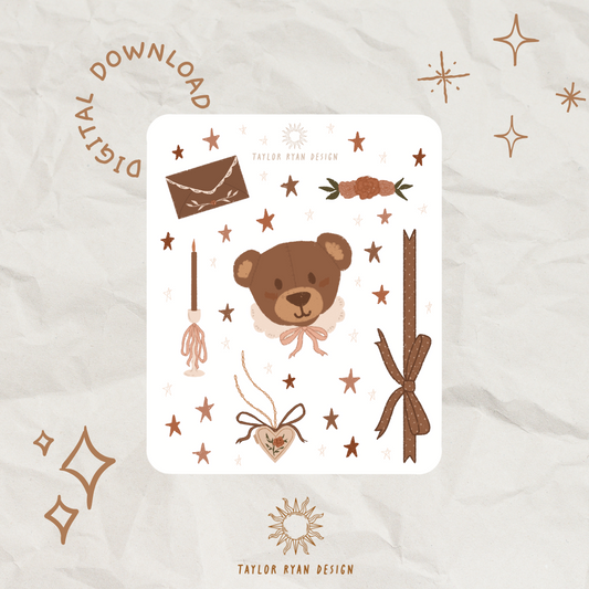 *PRINTABLE* Teddy & Lace Sticker Sheet