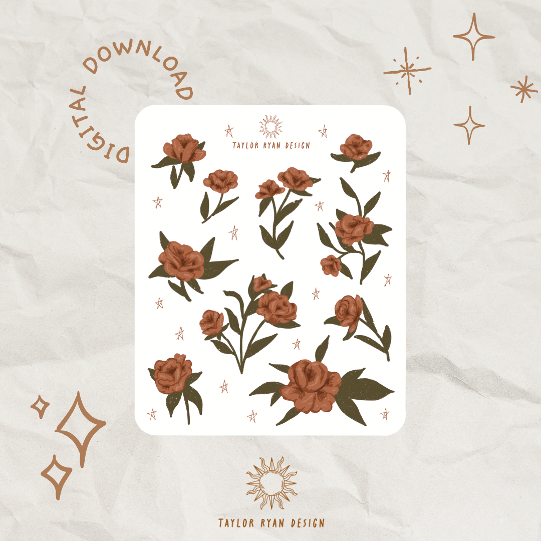 *PRINTABLE* Roses Sticker Sheet – Taylor Ryan Design