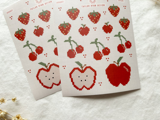 Cross Stitch Fruit Sticker Sheet