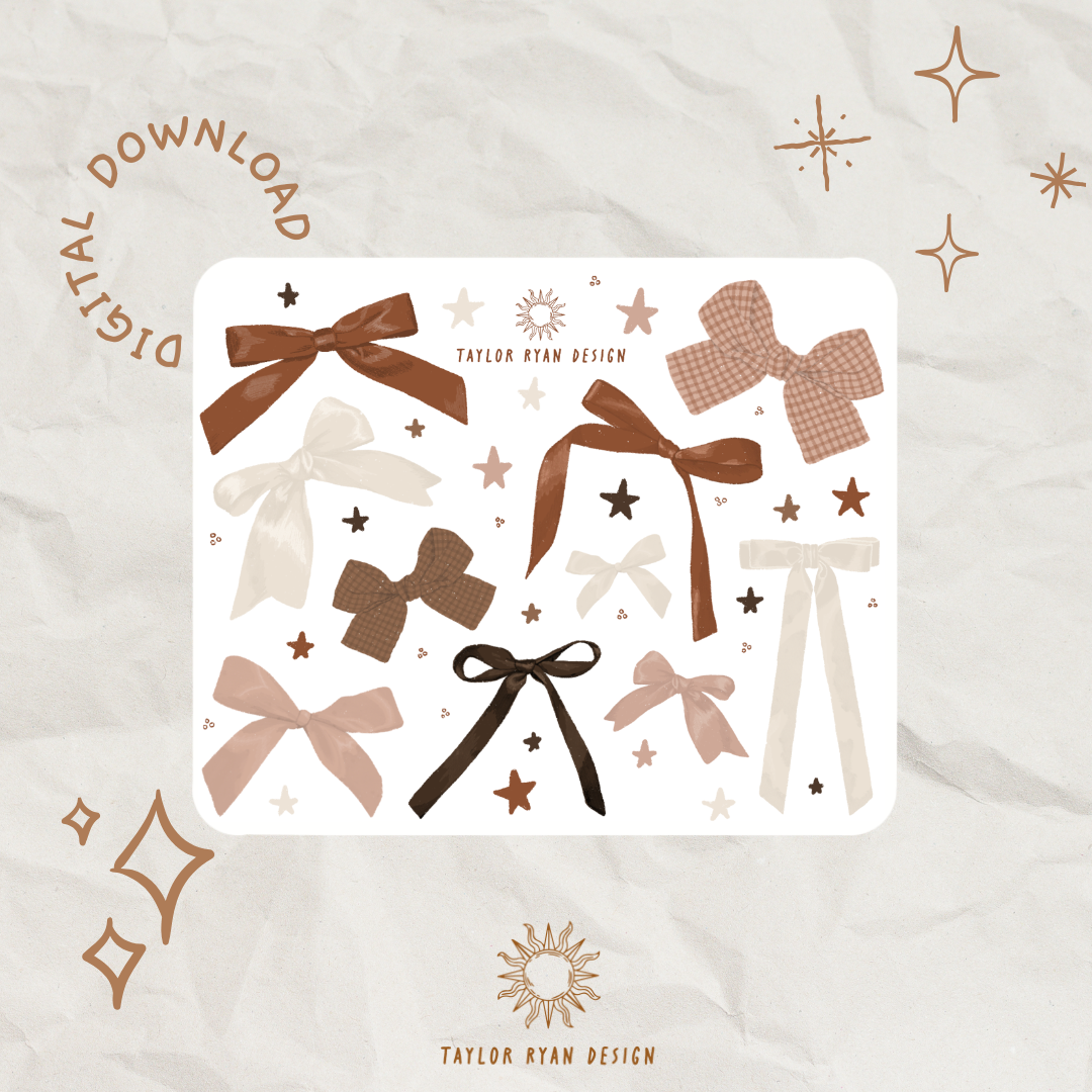 Paper Bow Sticker *PRINTABLE* Large Bows Sticker Sheet – Taylor Ryan Design