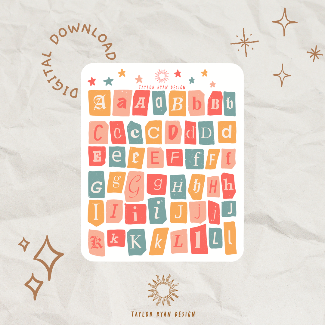 *PRINTABLE* Spring Letters Sticker Sheet (NO CRICUT FILE) – Taylor Ryan ...