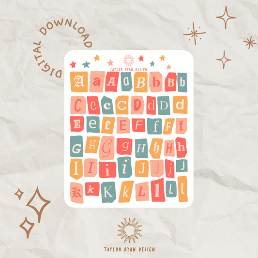 *PRINTABLE* Spring Letters Sticker Sheet (NO CRICUT FILE)