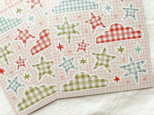 Gingham Clouds Sticker Sheet