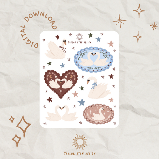*PRINTABLE* Swans Sticker Sheet