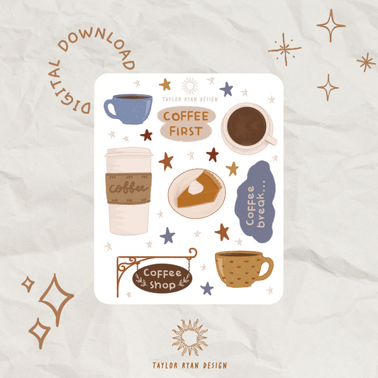 *PRINTABLE* Coffee Shop Sticker Sheet