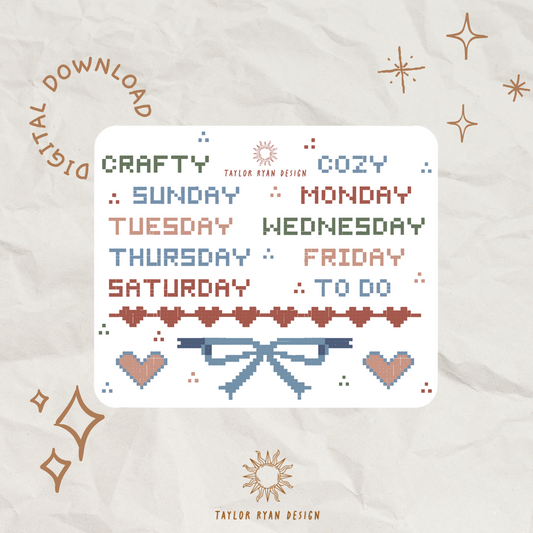 *PRINTABLE* Cross Stitch Days Sticker Sheet