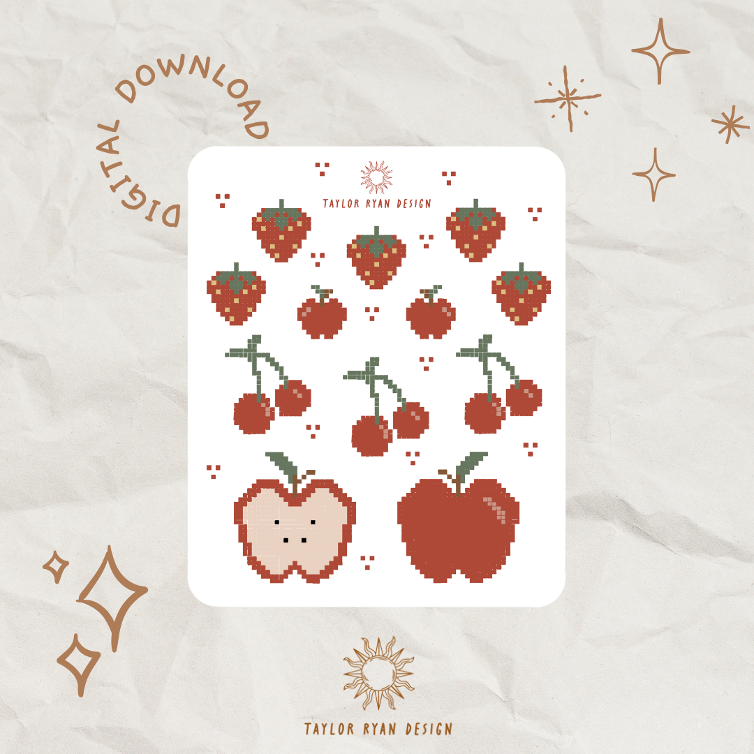 *PRINTABLE* Cross Stitch Fruit Sticker Sheet