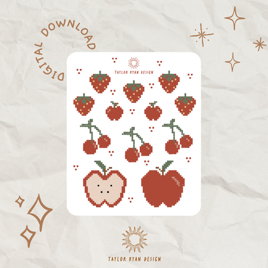 *PRINTABLE* Cross Stitch Fruit Sticker Sheet
