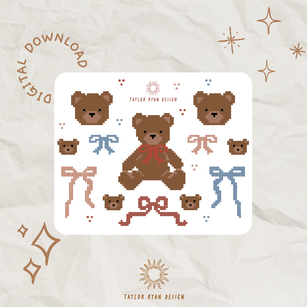 *PRINTABLE* Bears & Bows Sticker Sheet
