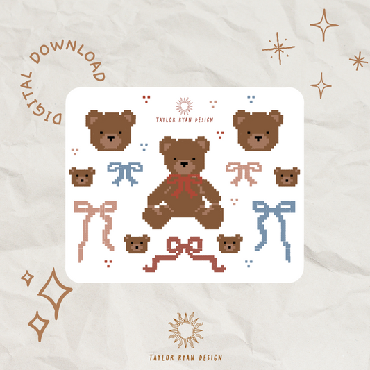 *PRINTABLE* Bears & Bows Sticker Sheet