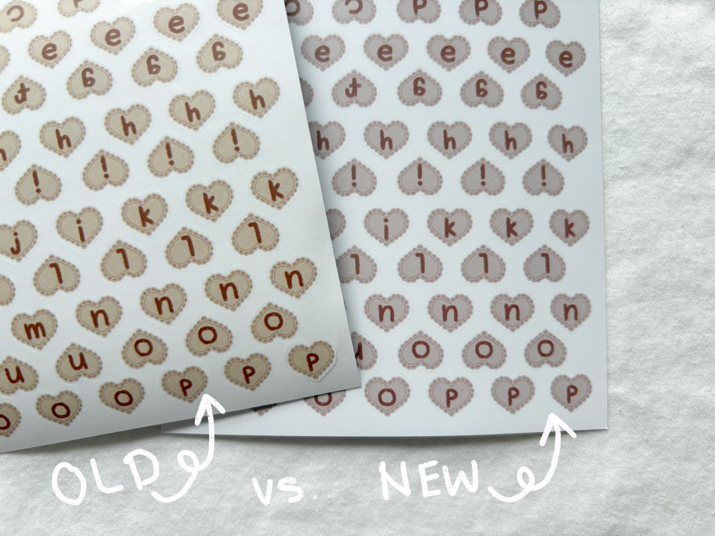 Heart Letters Sticker Sheets (slightly different colors from previous version)