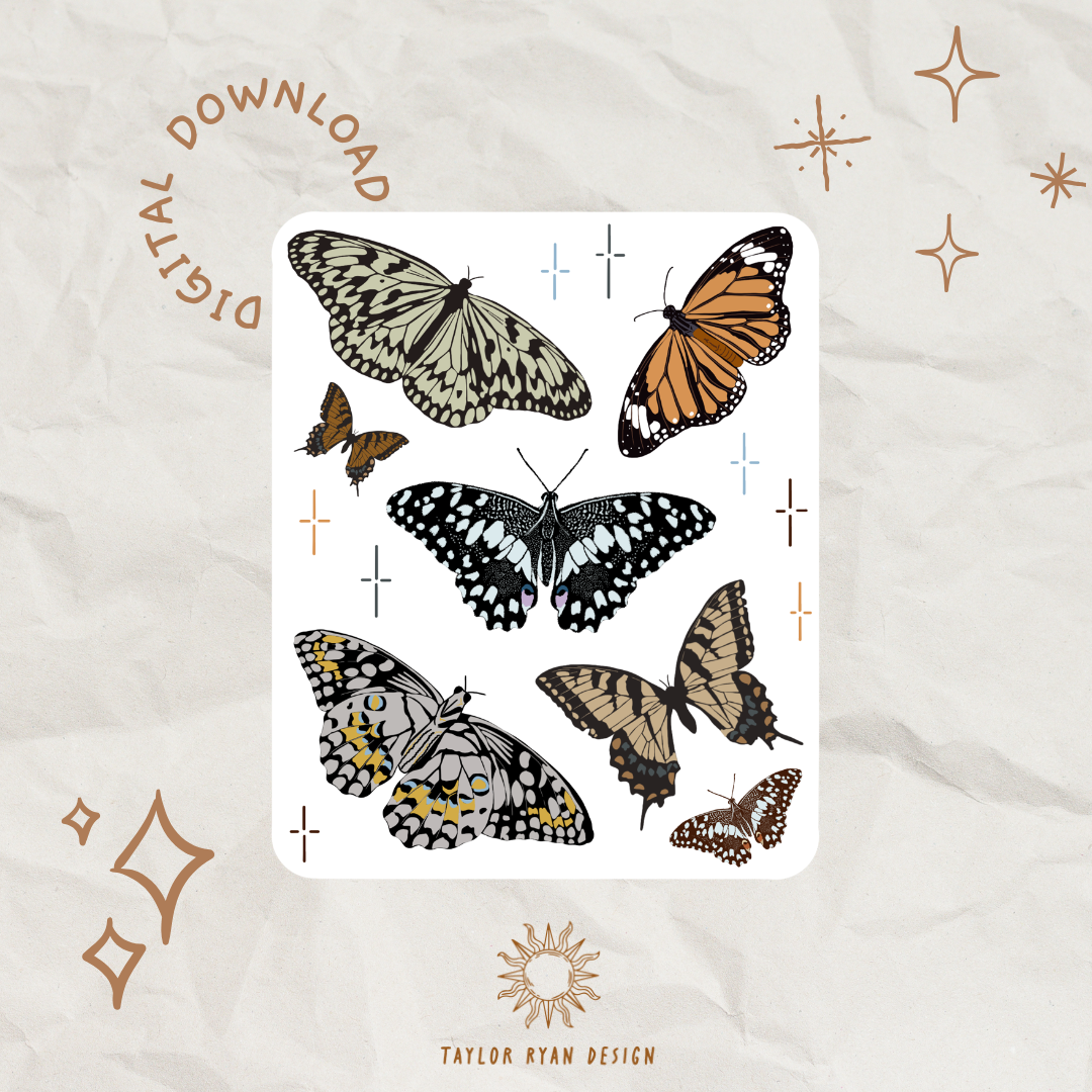 *PRINTABLE* Boho Butterflies Sticker Sheet