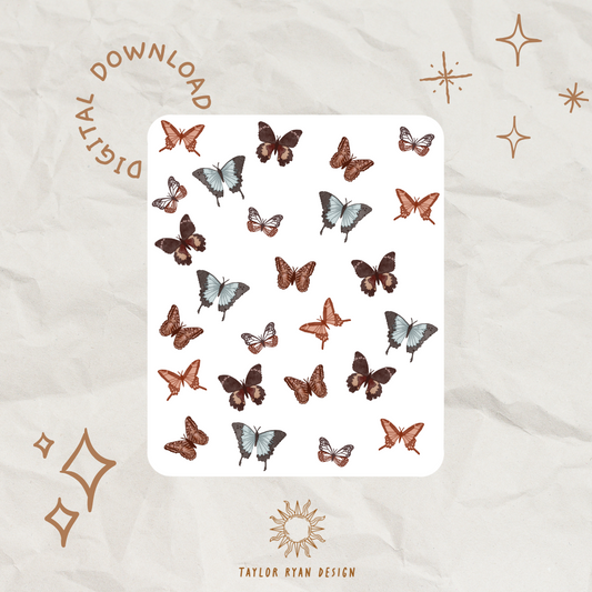 *PRINTABLE* Mini Boho Butterflies Sticker Sheet