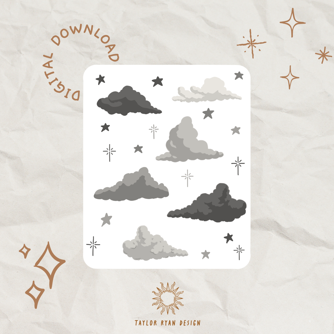 *PRINTABLE* Stormy Clouds Sticker Sheet