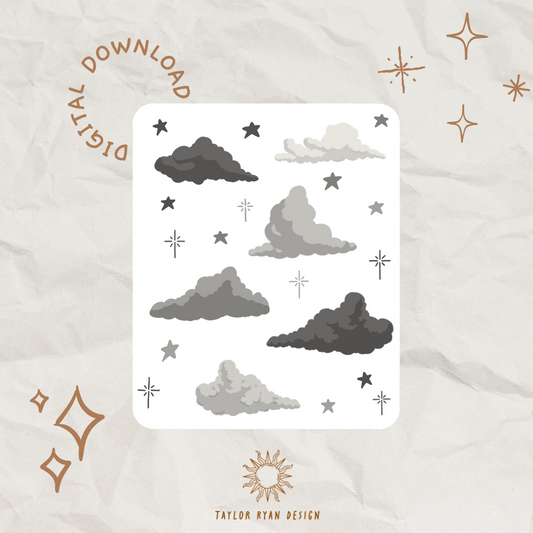 *PRINTABLE* Stormy Clouds Sticker Sheet