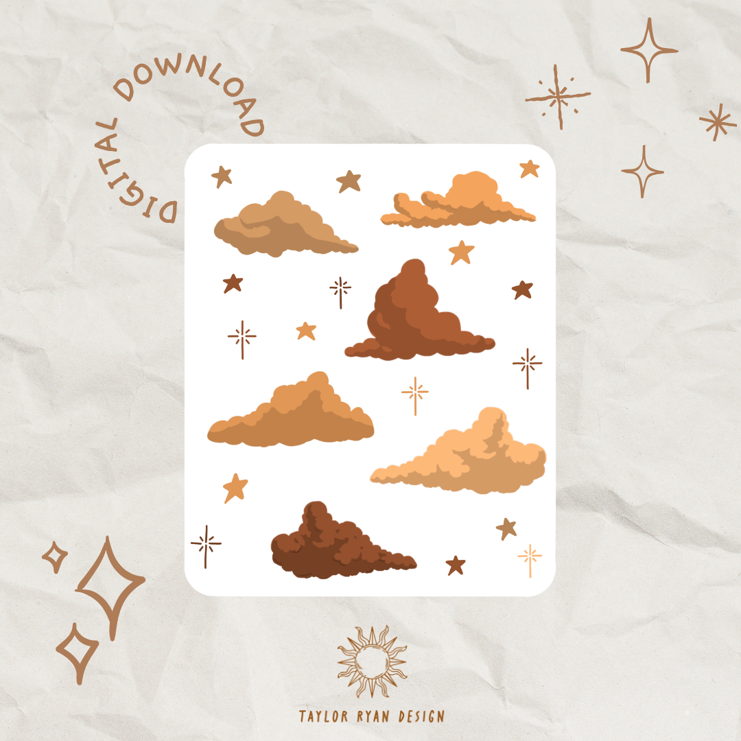 *PRINTABLE* Sunset Clouds Sticker Sheet – Taylor Ryan Design