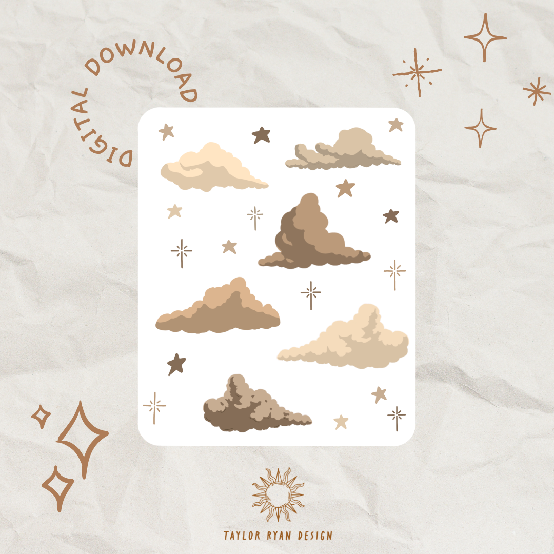 *PRINTABLE* Neutral Clouds Sticker Sheet – Taylor Ryan Design