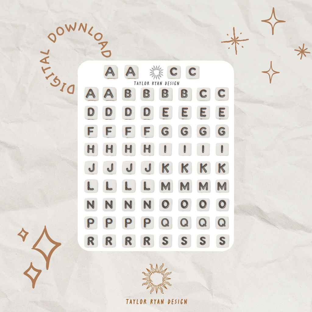 *PRINTABLE* Bead Letters Sticker Sheet (NO CRICUT FILE)