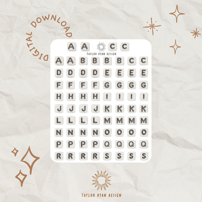 *PRINTABLE* Bead Letters Sticker Sheet (NO CRICUT FILE)
