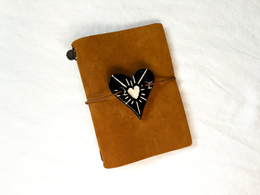 Carved Heart Ceramic Journal Connectors/Charm