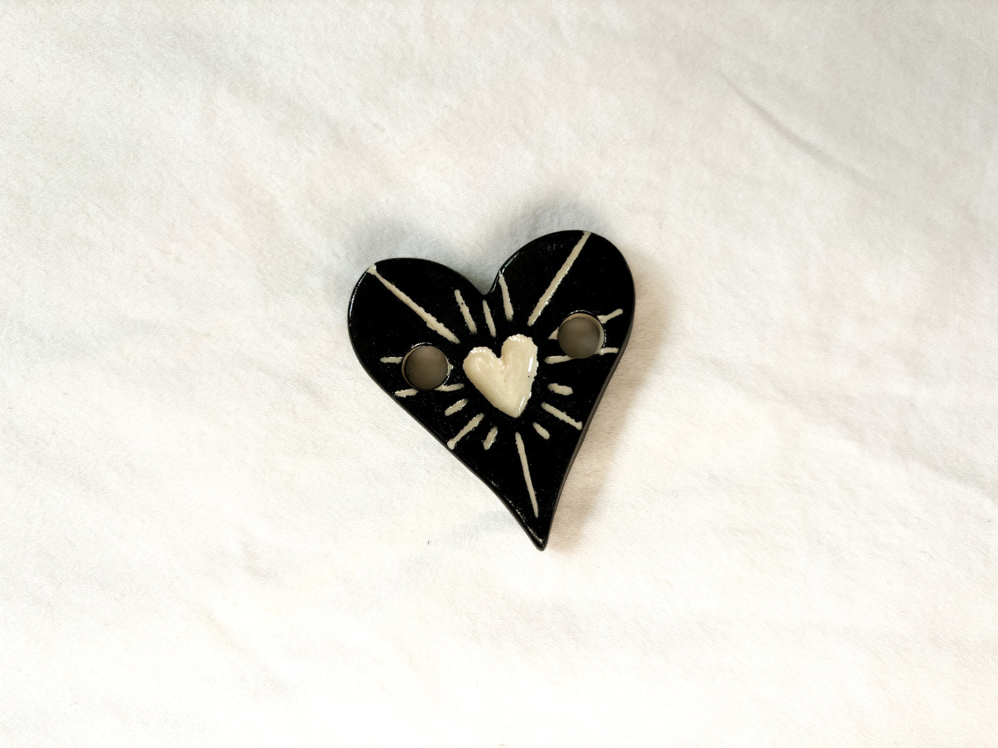 Carved Heart Ceramic Journal Connectors/Charm