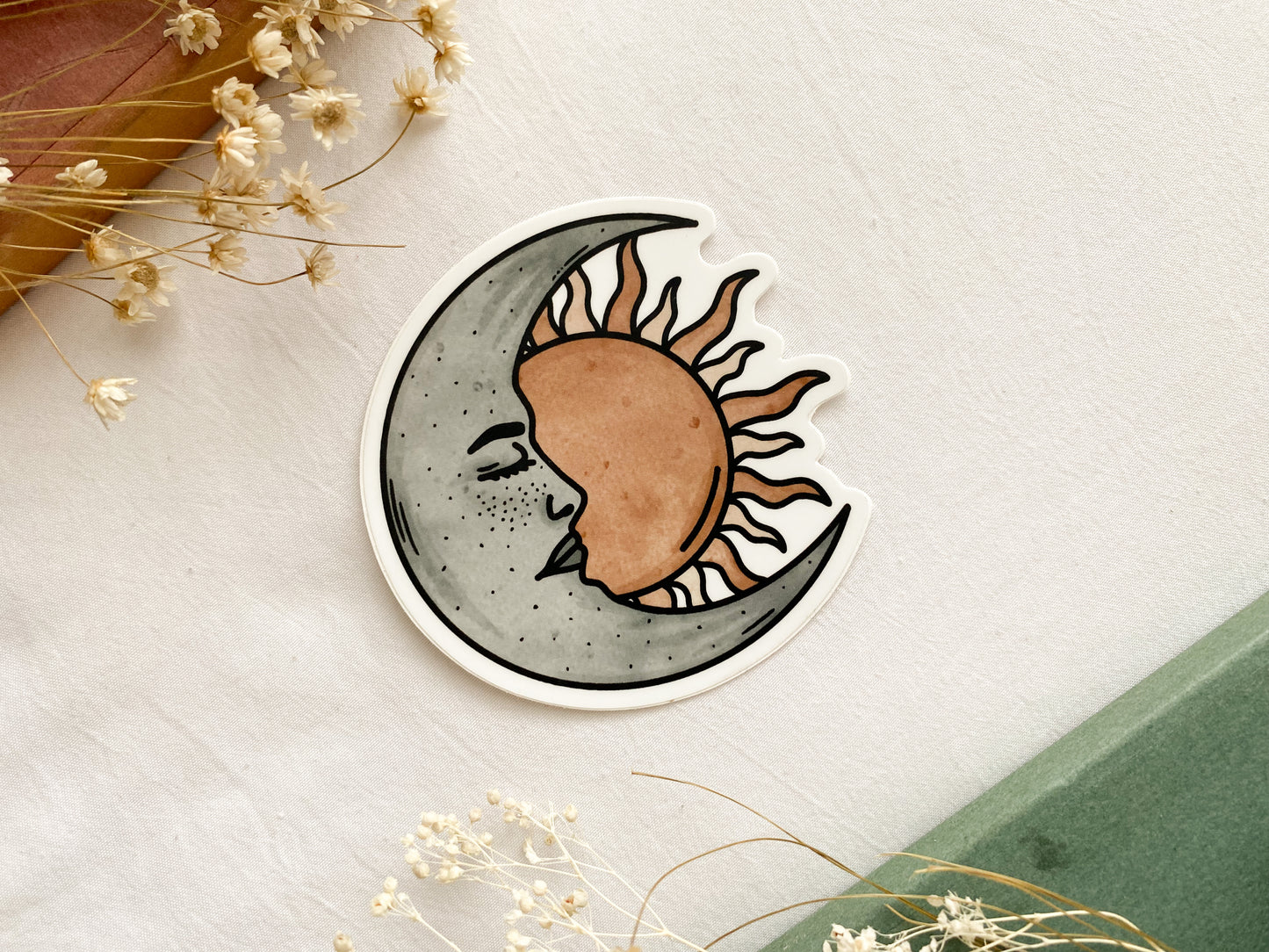 Earth Toned Moon & Sun Vinyl Sticker