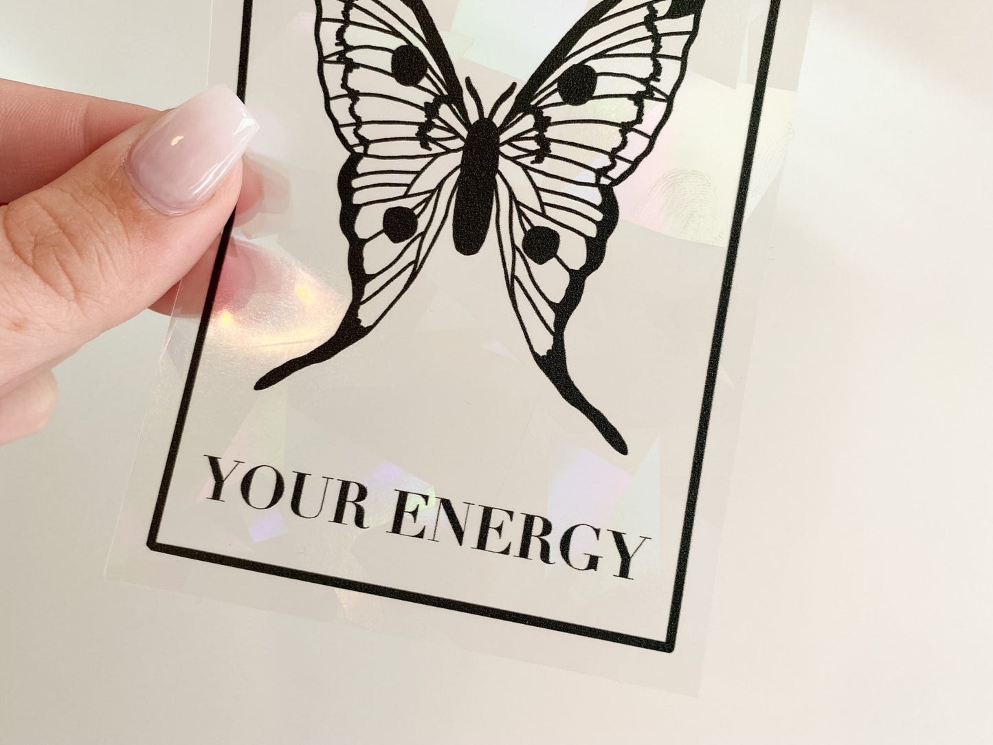 Protect Your Energy Moth Suncatcher Sticker Rainbow Maker